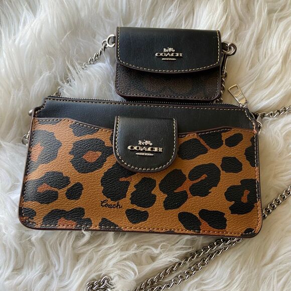Coach Poppy Crossbody with Card Case in Leopard Print and Signature Canvas - Picture 8 of 8